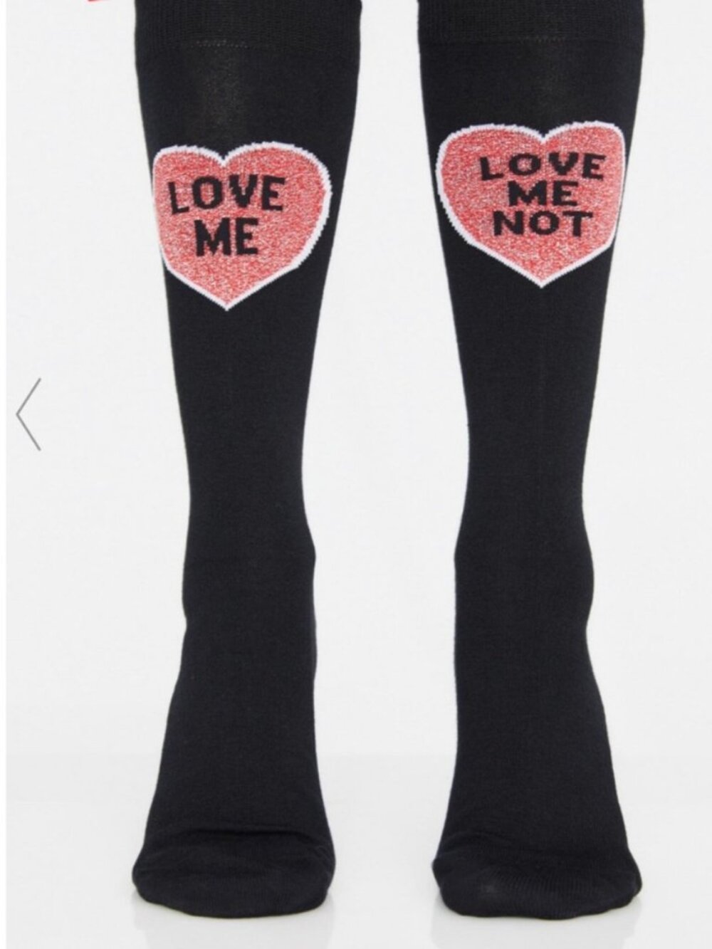 Dr. Martens Love Me Love Me Not Knee High Socks Black Pink Heart Rare